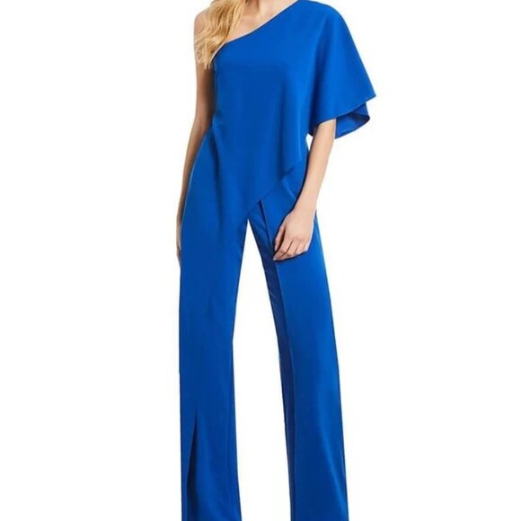 NEW Adrianna Papell Jumpsuit- Royal Blue One-Shoulder Wide-Leg Jumpsuit - Picture 1 of 1